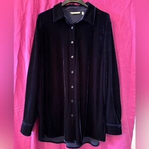 Soft Surroundings Blue velvet tunic shirt size L